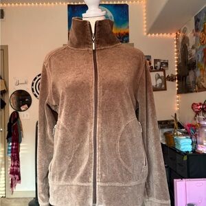 Tangerine Women's Brown Plush Full-Zip Teddy Jacket